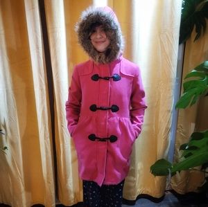 Total Girl Hooded Toggle Button Zippered Lined Coat Grls 14/16 XL